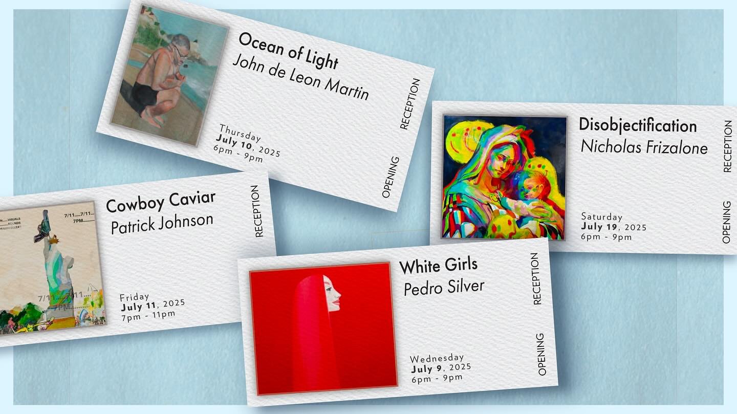 🚨 Gallery Opening Alert! 🚨 This month is packed with incredible new exhibitions, curated by @billythemerrell , and we can’t wait to share them with you! Join us for these upcoming opening receptions:
TONIGHT! Wednesday, July 9, 6-9 PM: &ldqu