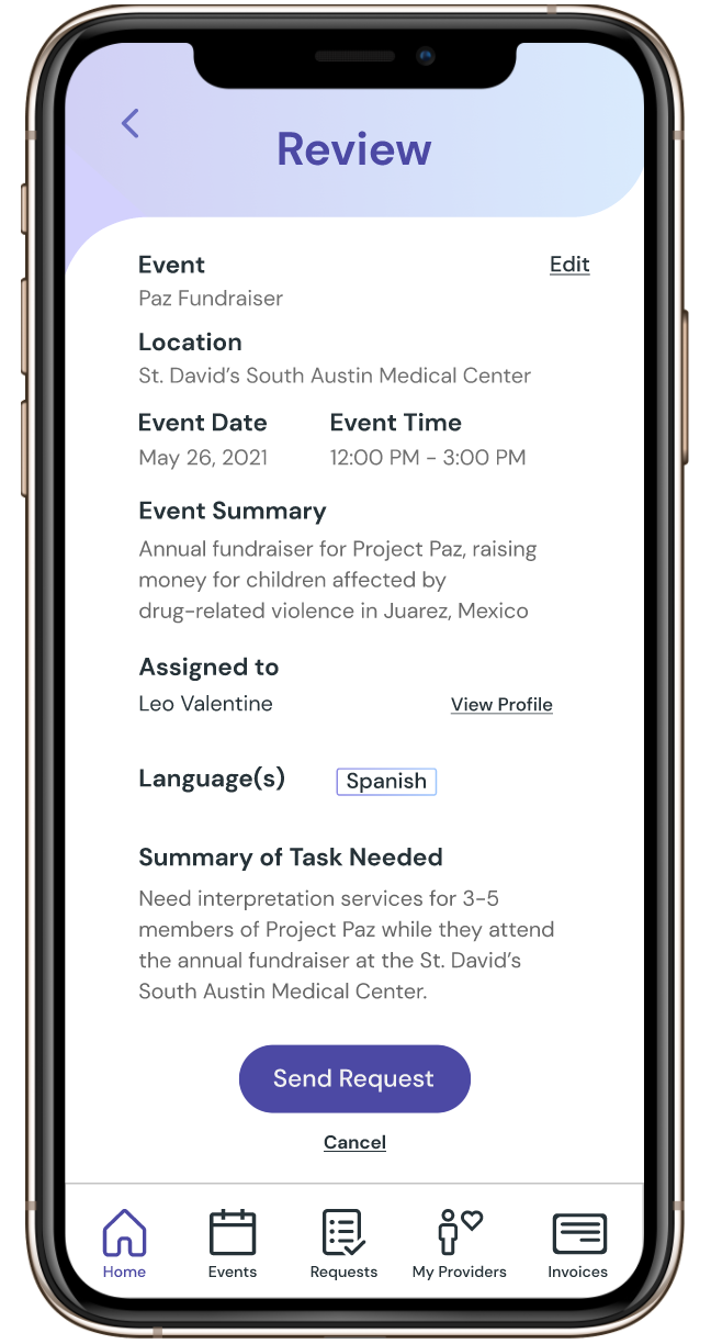 Request Review Screen