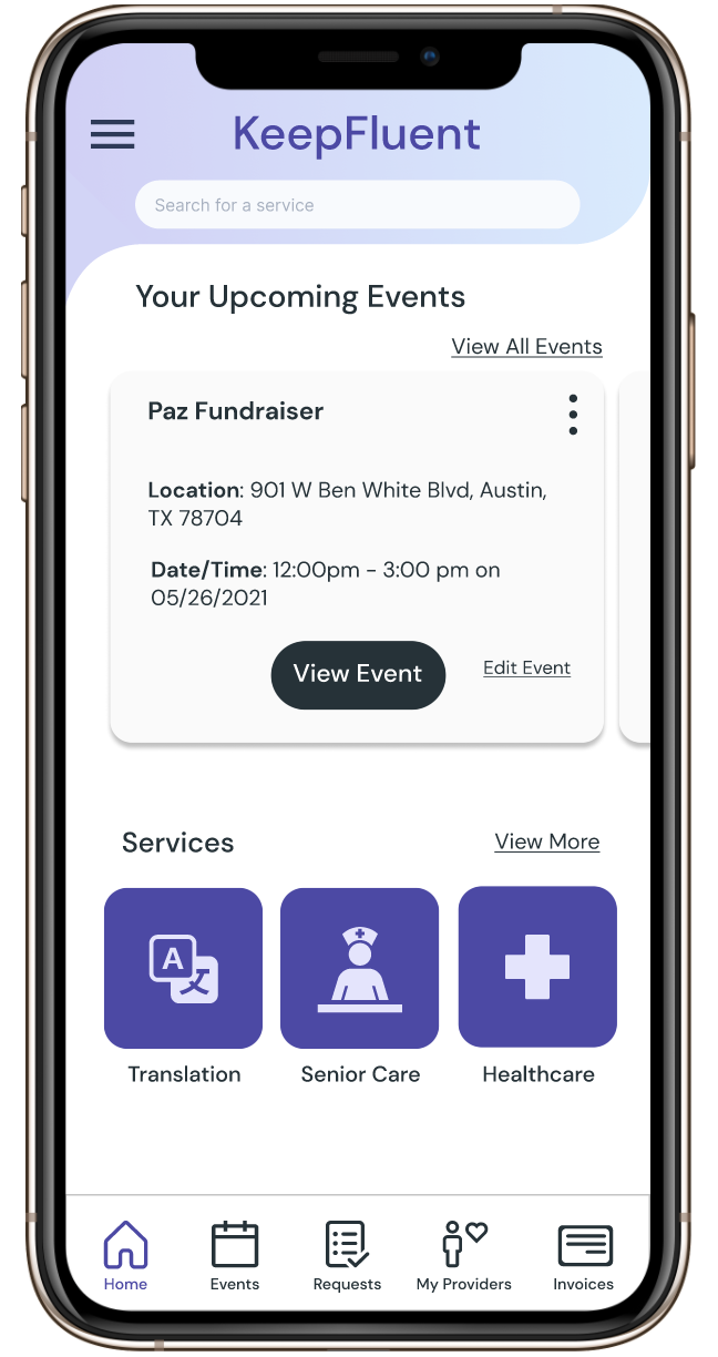 KeepFluent Home Screen