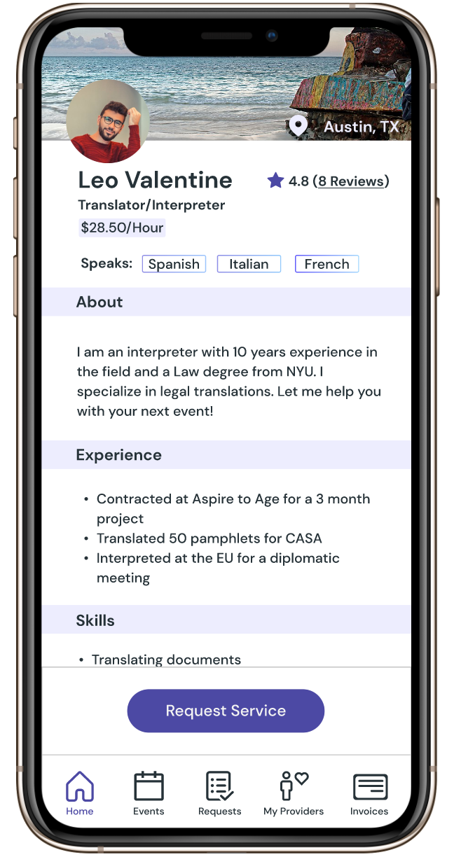 Translator Profile Screen