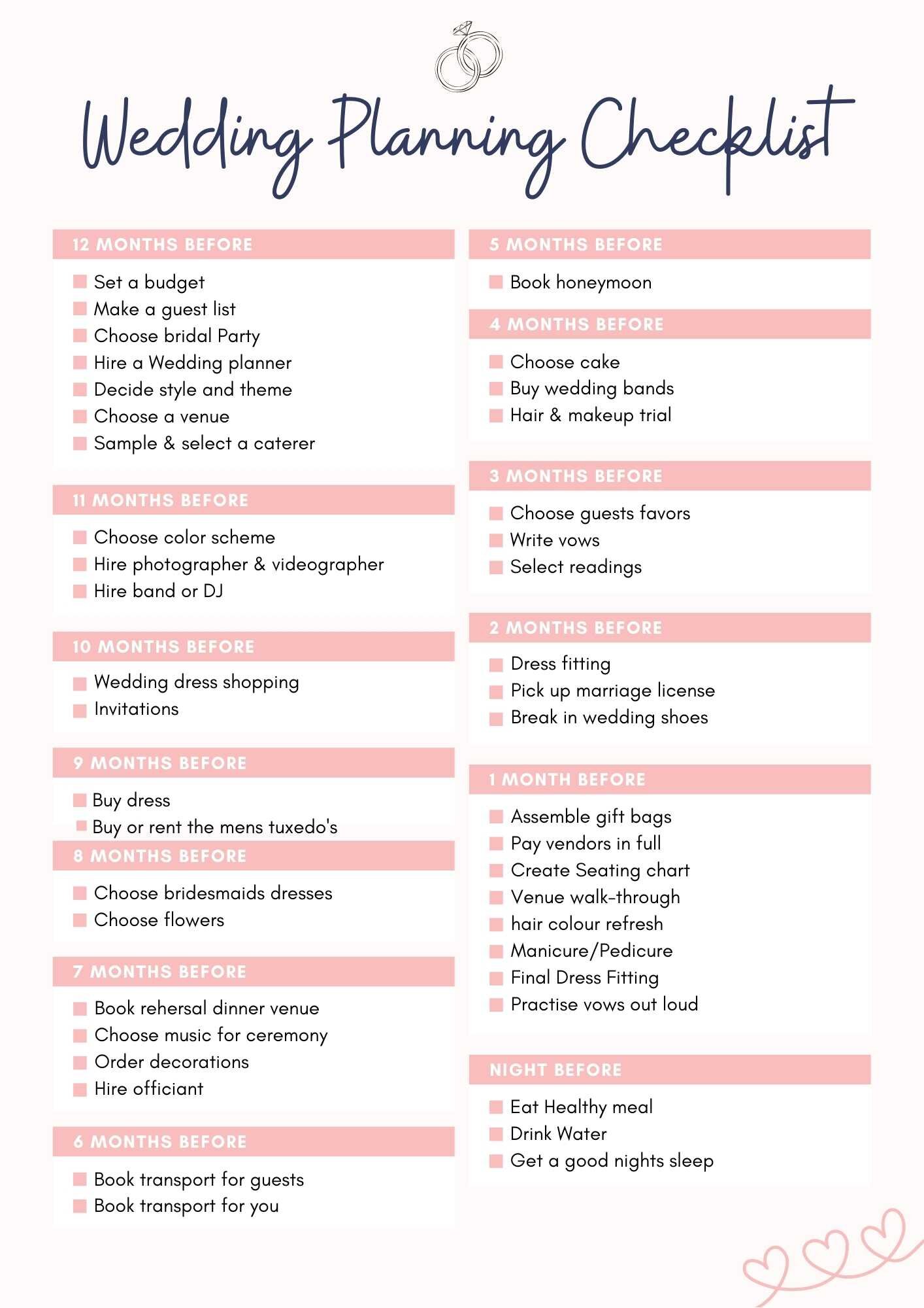 Wedding planner checklist