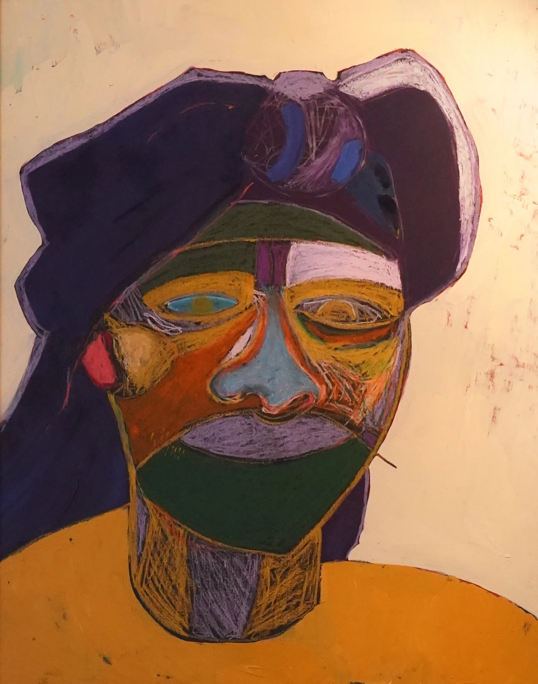 Okeren jongen, by Esther Cornelis  (2021) mixed media on panel in frame