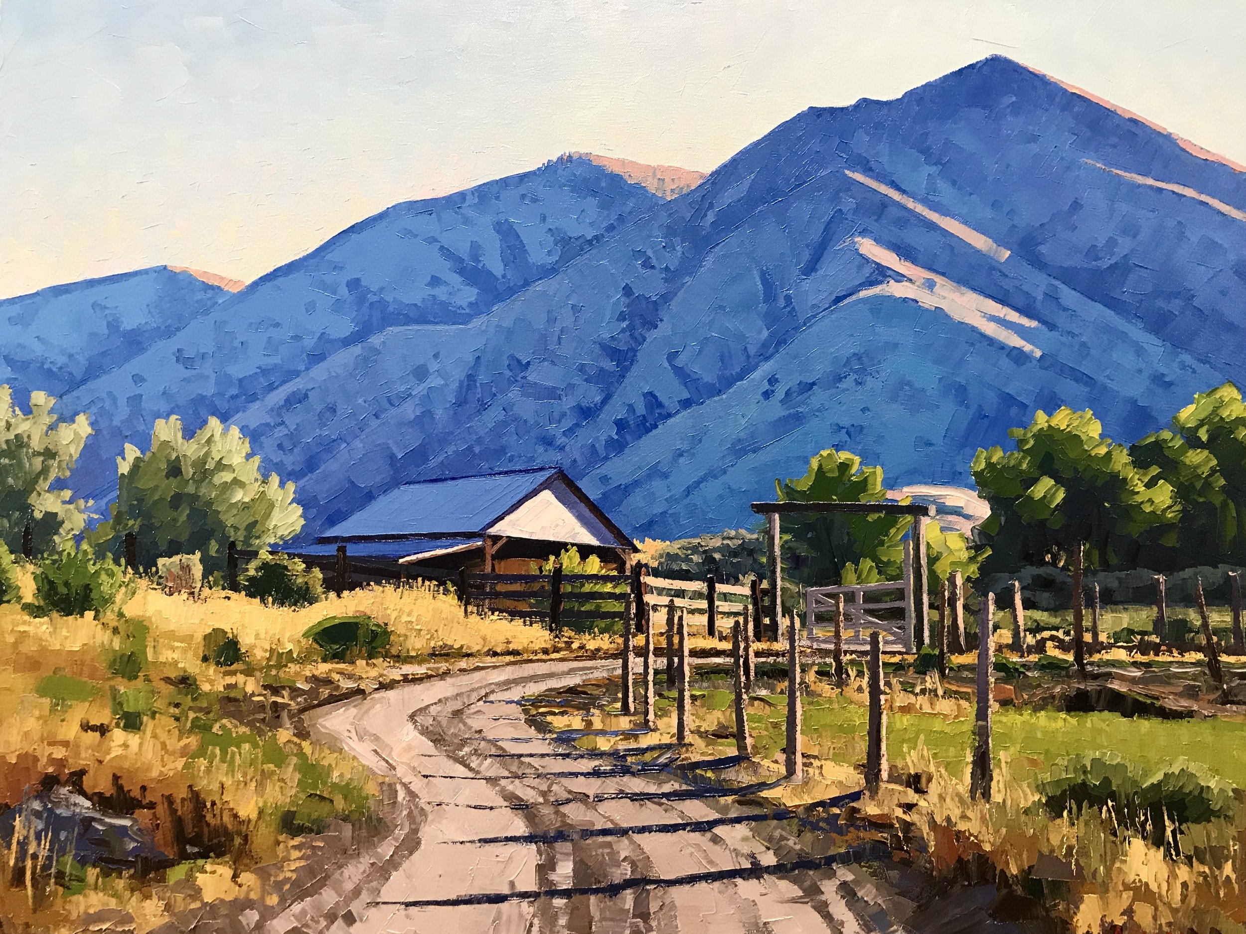 Barn up the Hill, oil on canvas. Original painting by Utah artist Douglas Aagard