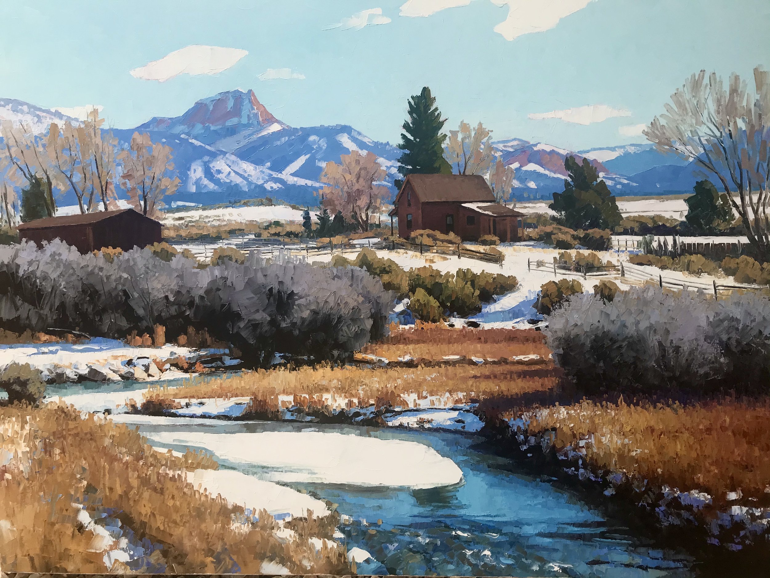 Asay Creek Ranch house, oil on canvas. Original painting by Utah landscape artist, Douglas Aagard.