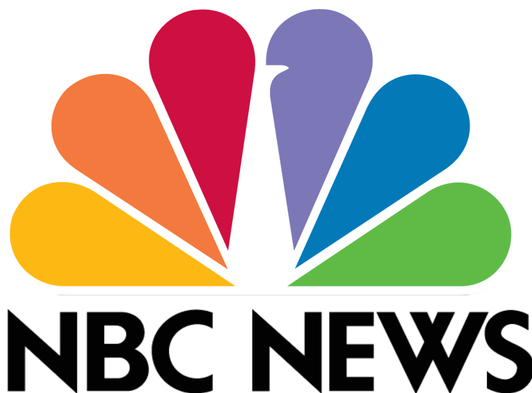 NBC News logo featuring a colorful peacock with seven feather sections in red, orange, yellow, green, blue, purple, and red, with the text "NBC NEWS" below.