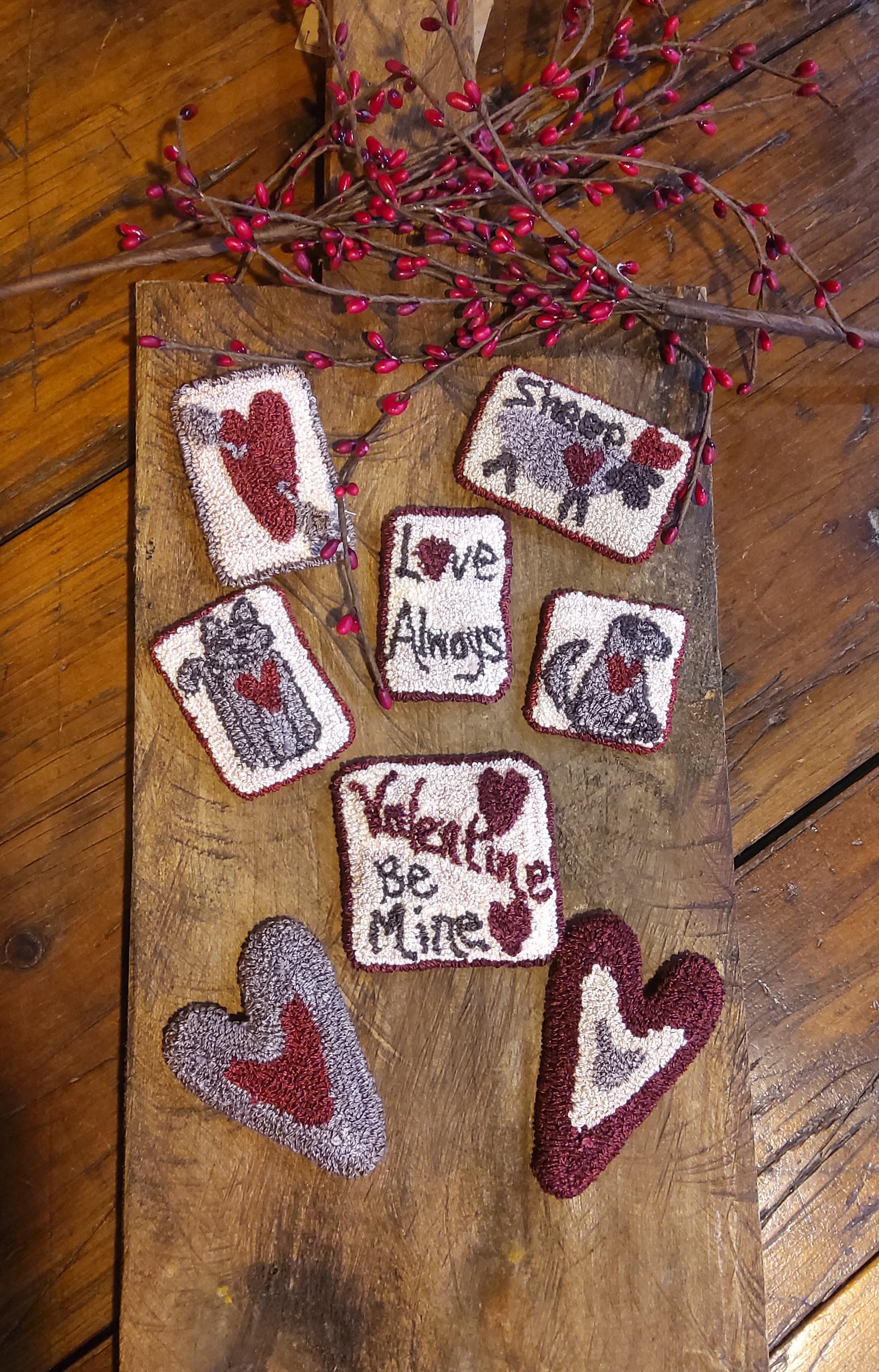 Valentine Ornaments Punchneedle Pattern