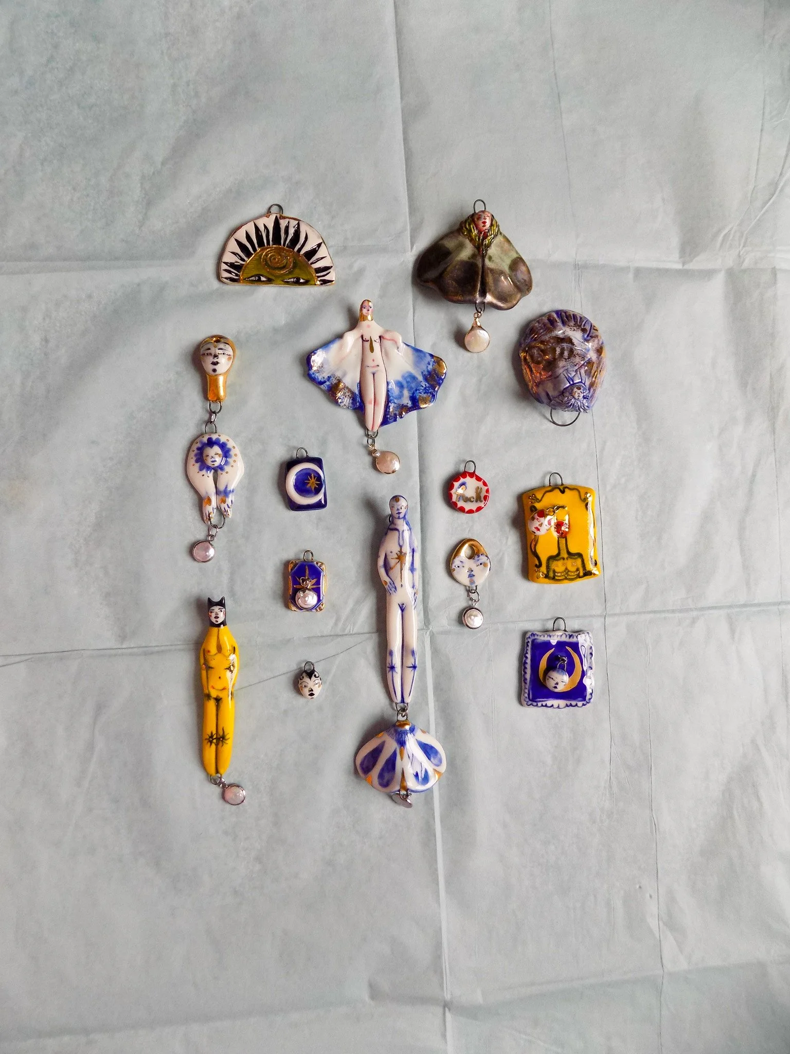 Assorted Porcelain and Porcelain Pearl Charms