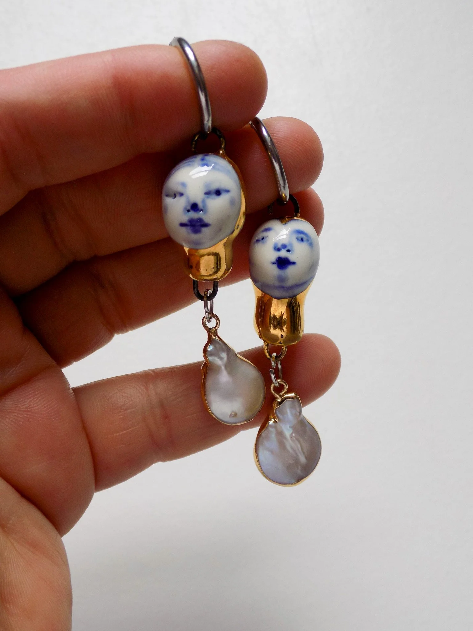 Deluxe Porcelain and Pearl Earrings