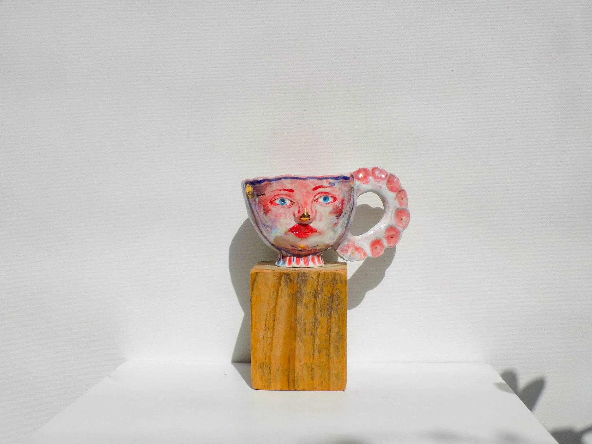 Pink and Blue Faced Small Tea Cup