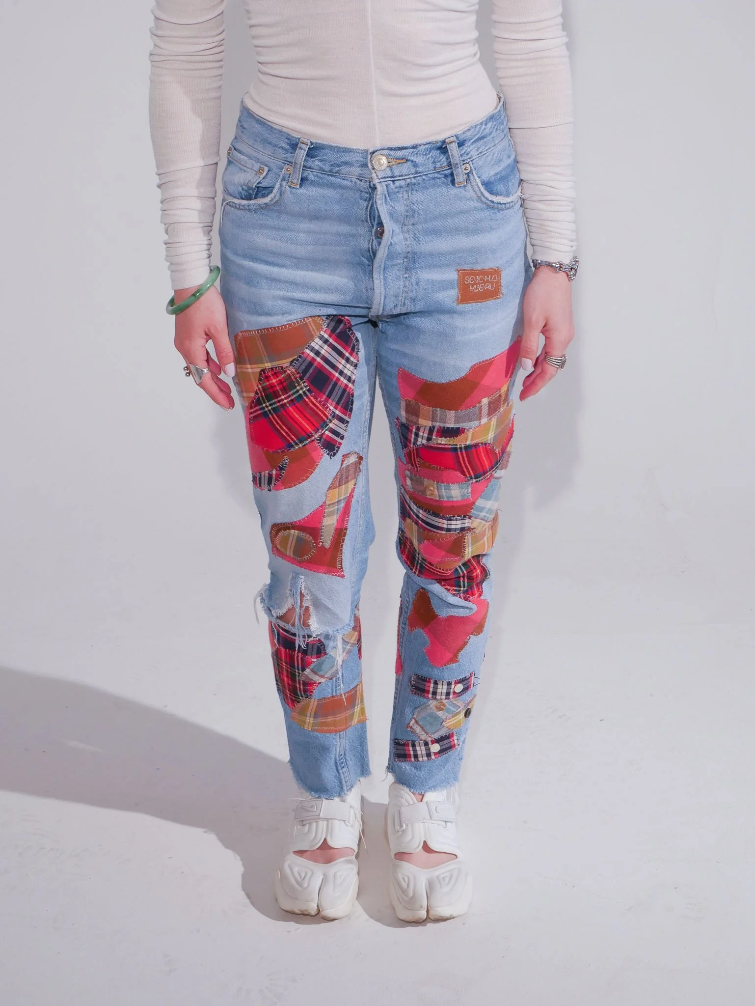 Plaid Patchwork Denim (Size 2)