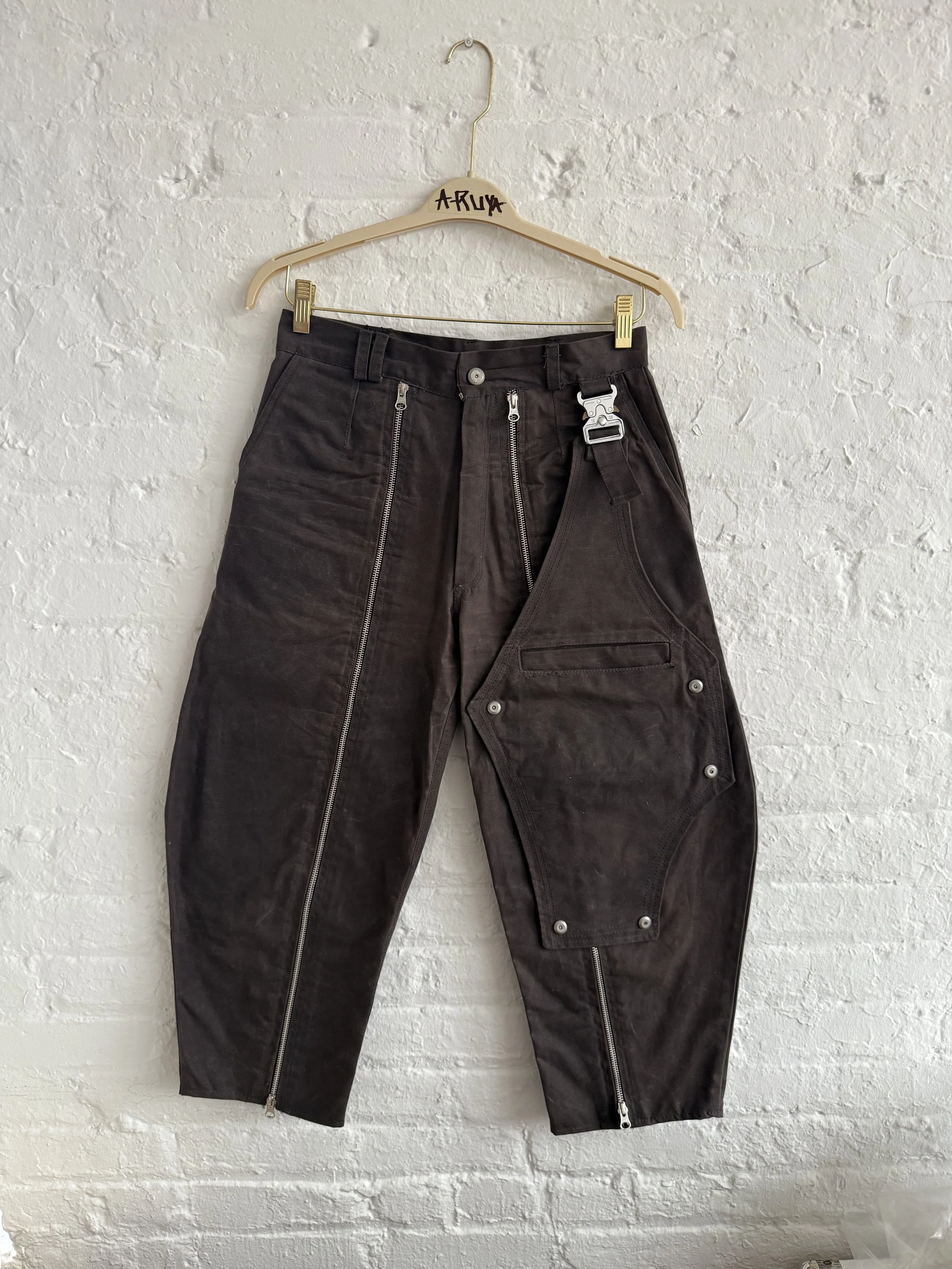 Barrel Leg Waxed Canvas Trousers