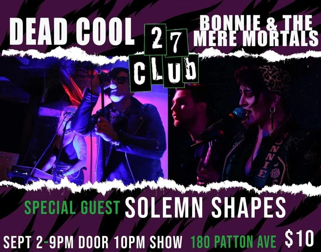We're going back on the road next month, and first up is Asheville! We're finally playing the legendary @27clubasheville with @deadcoolband and @solemnshapes. We can't wait. See you there!
.
.
.
.
#yallternative #queerappalachia #southerngothic #synt