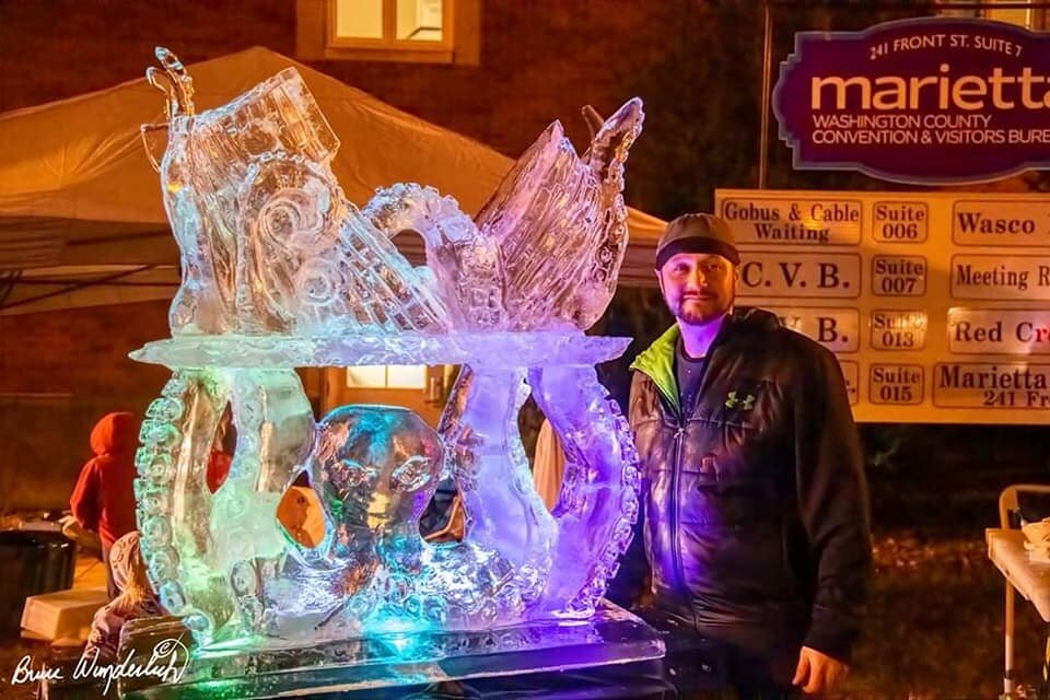 The Kraken Taking Down the Ship, Live Carving- Glenwood Community