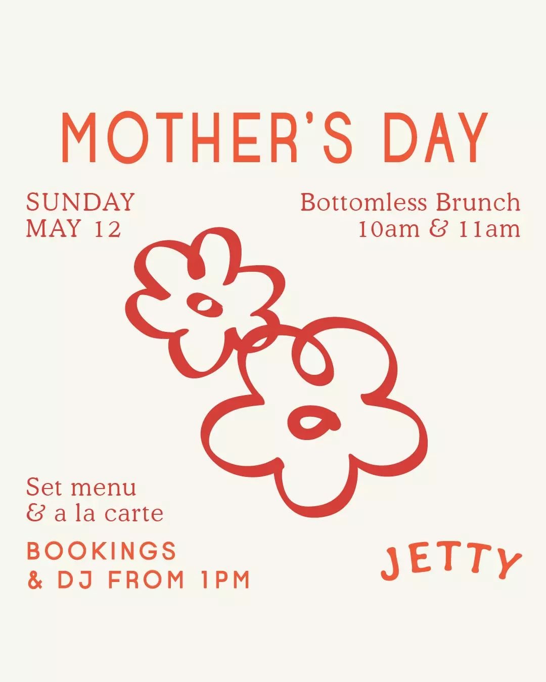 Whisk your mum away to the riviera and spoil her with a feast at Jetty! 

If mum loves her Margaritas you can kick off the day with Bottomless Brunch. If you&rsquo;d prefer to gather the whole family, settle in for lunch or dinner with our Mother&rsq