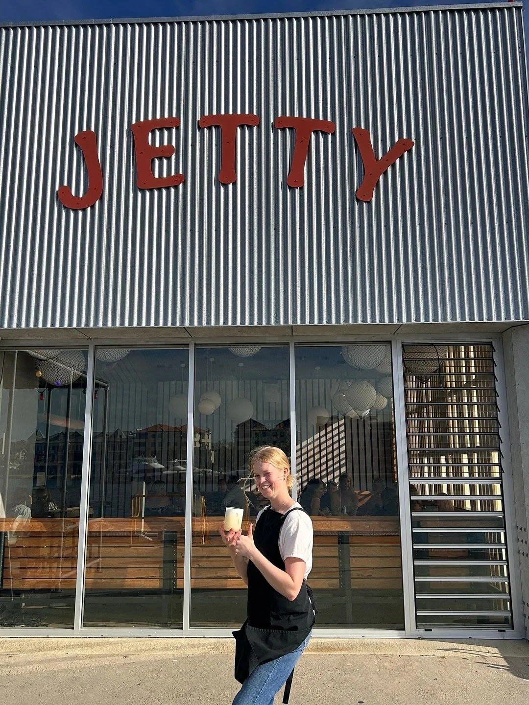 Pisco in hand, a great team and sunshine to match ☀️

This week&rsquo;s cocktail is the Jetty Pisco Sour. Made with️ Pisco, lime, whites and sugar.