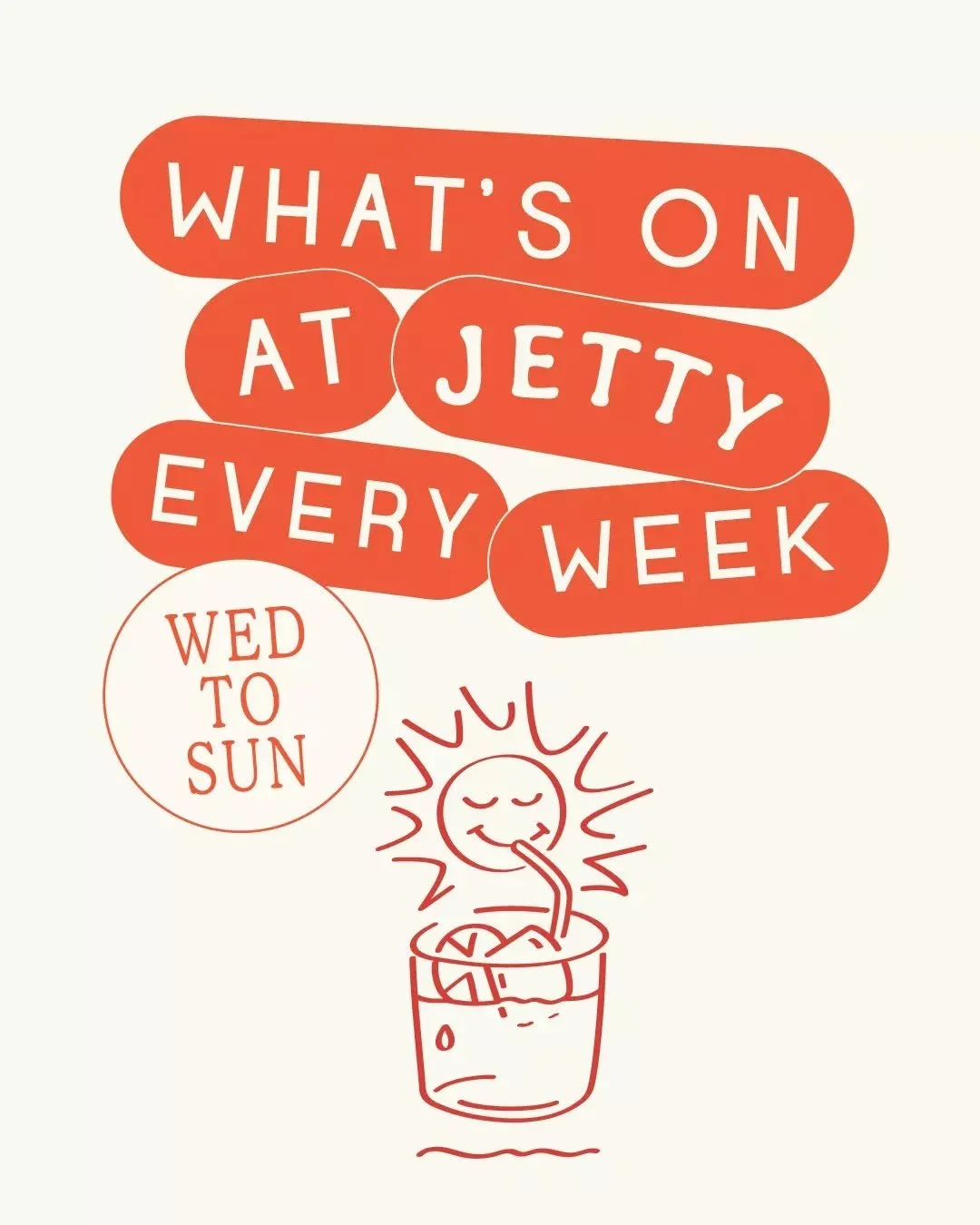 Want to know what&rsquo;s on at Jetty? 

Swipe to see what&rsquo;s happening every week ➡️'