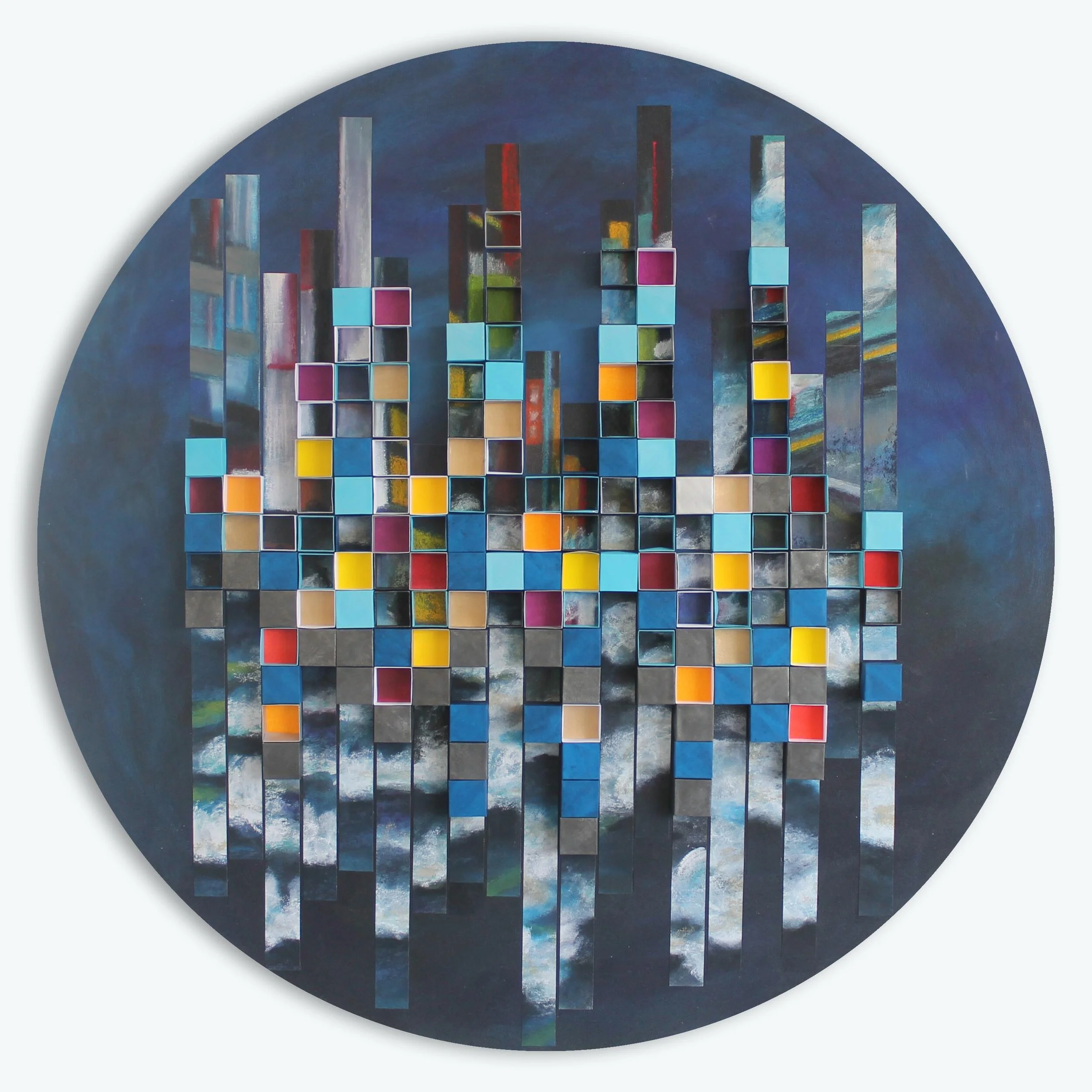 Disciplined Nebula, 2020, mixed media on canvas, 100 cm diameter