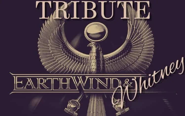Album cover titled "Tribute" dedicated to Earth Wind & Fire and Whitney Houston, featuring a stylized peacock with outstretched wings and a circular emblem above its head.