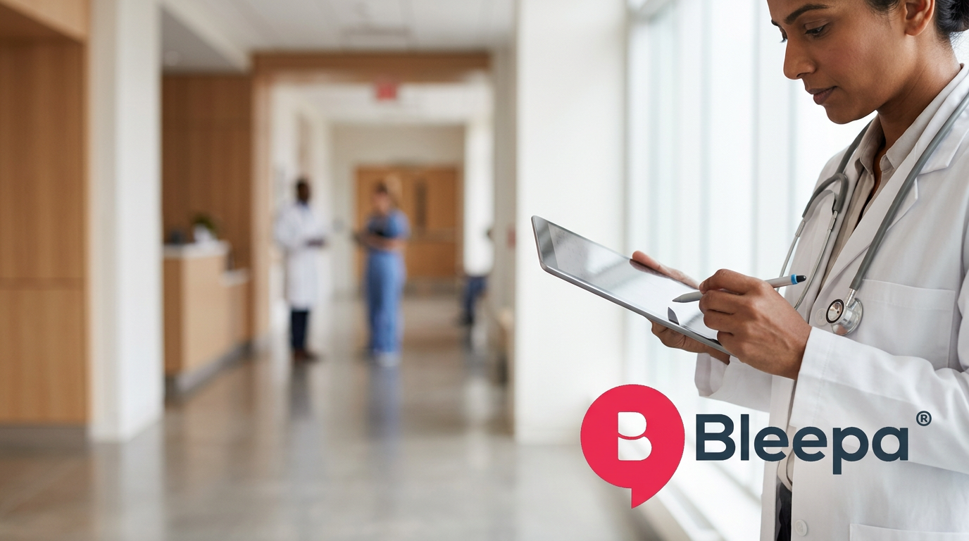 Healthcare professional using tablet computer