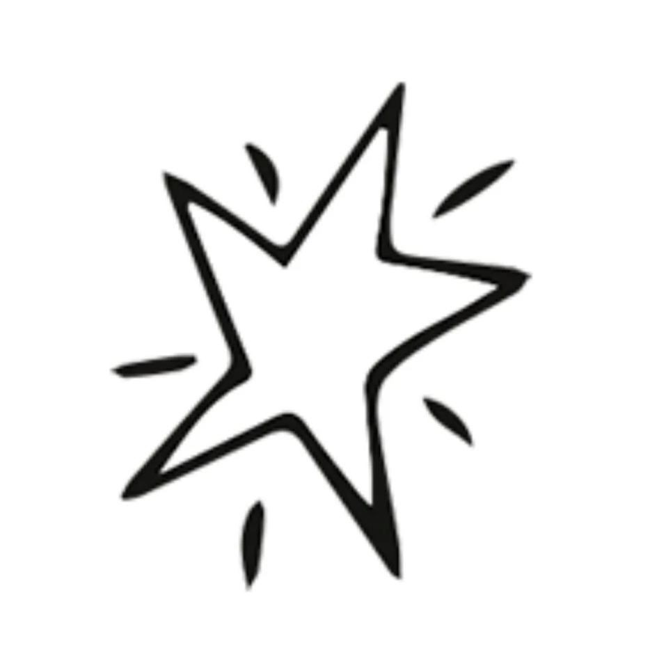 Hand-drawn star with lines radiating outward