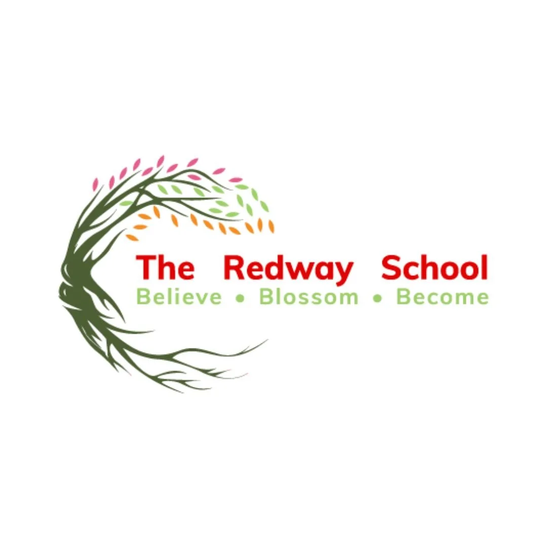 Logo for The Redway School featuring a stylized tree with colorful leaves, the school name in red, and the tagline 'Believe, Blossom, Become' in green.