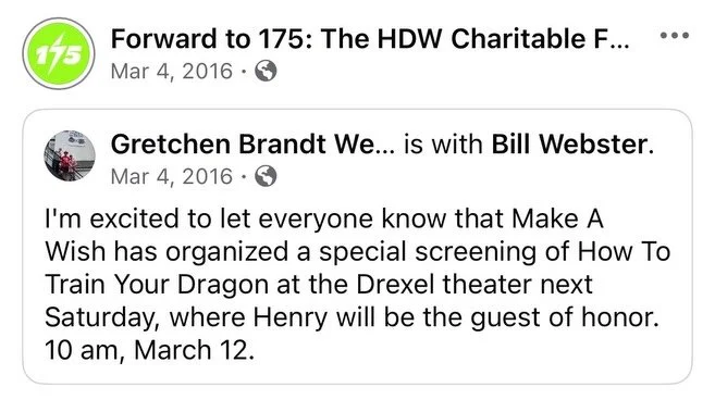 10 years ago we were planning for Henry&rsquo;s Make-A-Wish event and hoping he would feel up to it. Second photo shows our ride!

For most of the past decade I have not looked too closely at memories from this time of year, but on this 10th annivers