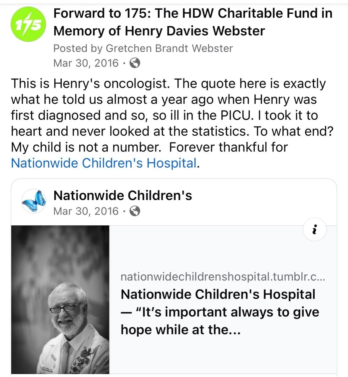 Re-sharing this post from 10.5 years ago in tribute to Henry&rsquo;s oncologist, Dr. Jonathan Finlay, who passed away this week. 

Back in 2015 when we first met him and looked him up we found a Facebook fan page, so that was encouraging. He walked m