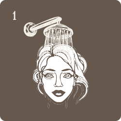 Kopf und Haare nass machen