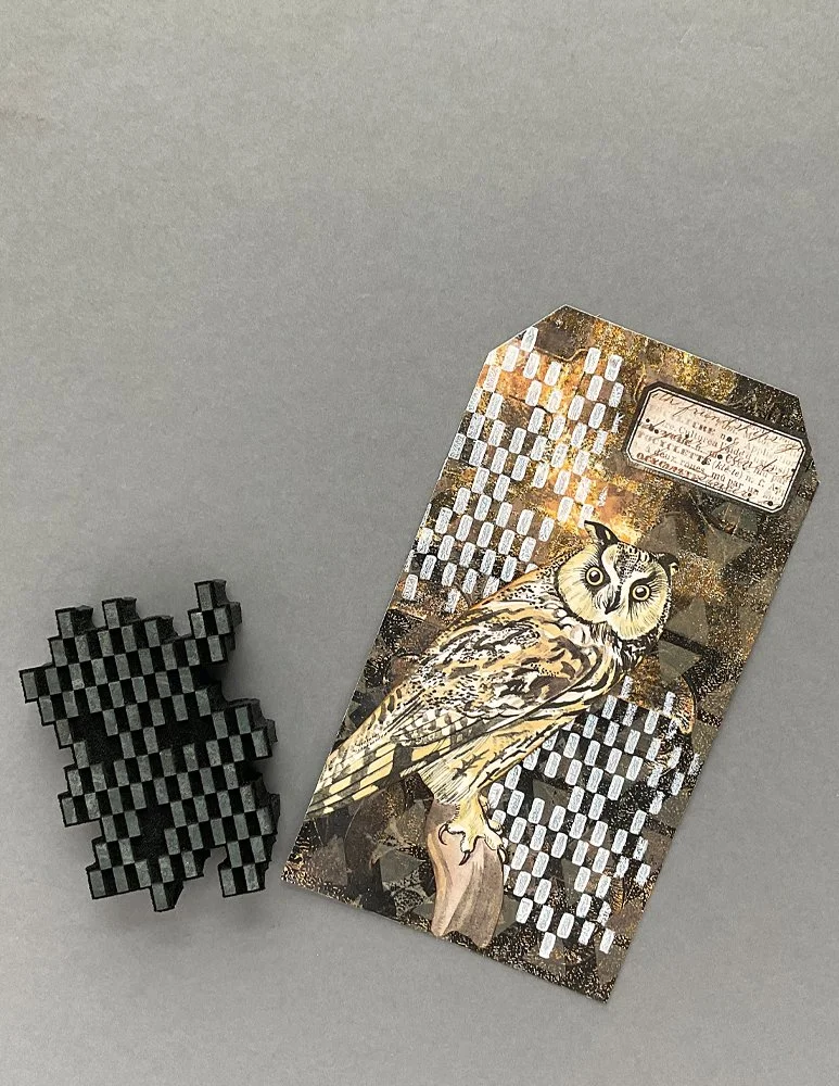 Regimental Rectangles Revised, Foam Stamp Design by Ceri Griffiths