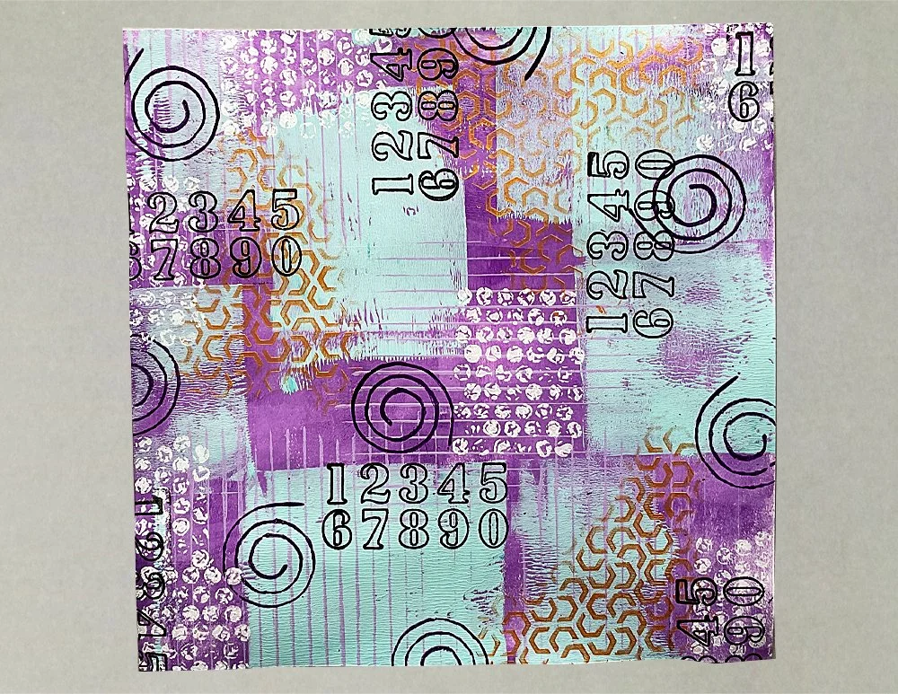 December 2025, Pansy, Lavender Oil and Aqua Frost. Mark making details = Artist's Choice