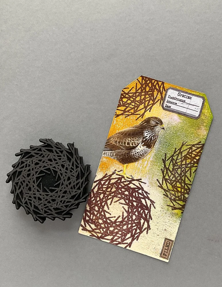 Nested Twigs, Foam Stamp Design by Ceri Griffiths 