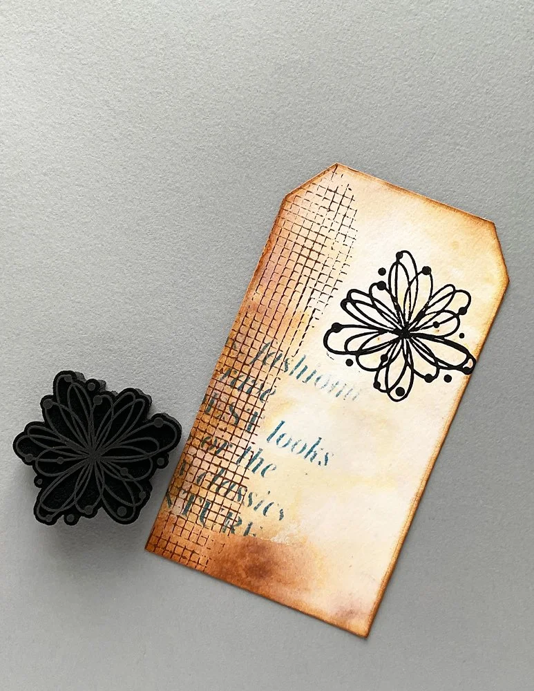 Atomic Loops Style 2, Foam Stamp Design by Ceri Griffiths 