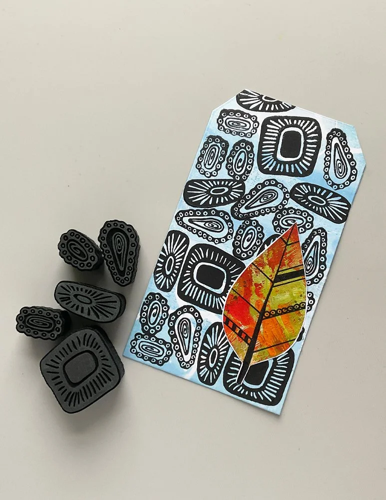 Funky Fish Circles Five Foam Stamp Design by Ceri Griffiths 