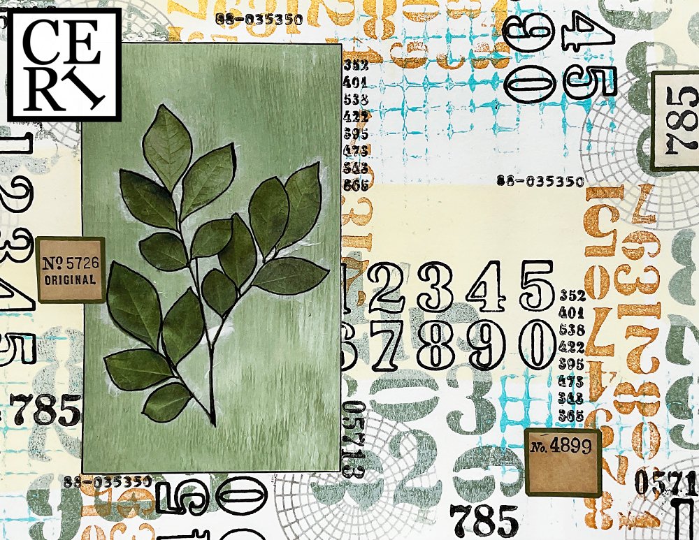 September 2024, "Sky Blue, Sage Green and Clotted Cream", with an added mark making Numbers.