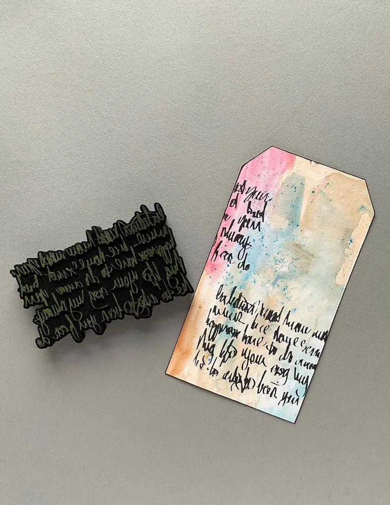 Messy Script Wide Foam Stamp Design by Ceri Griffiths 