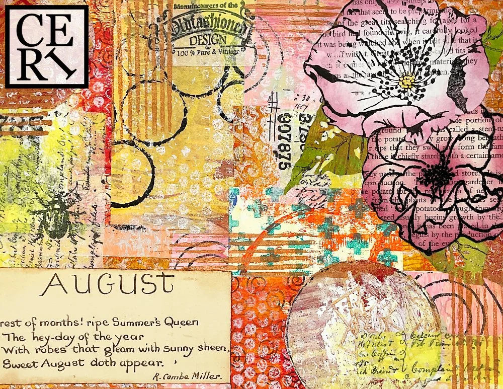 August 2024, "Burnt Orange, Salmon and Pale Lemon Yellow", with an added mark making Lines. 