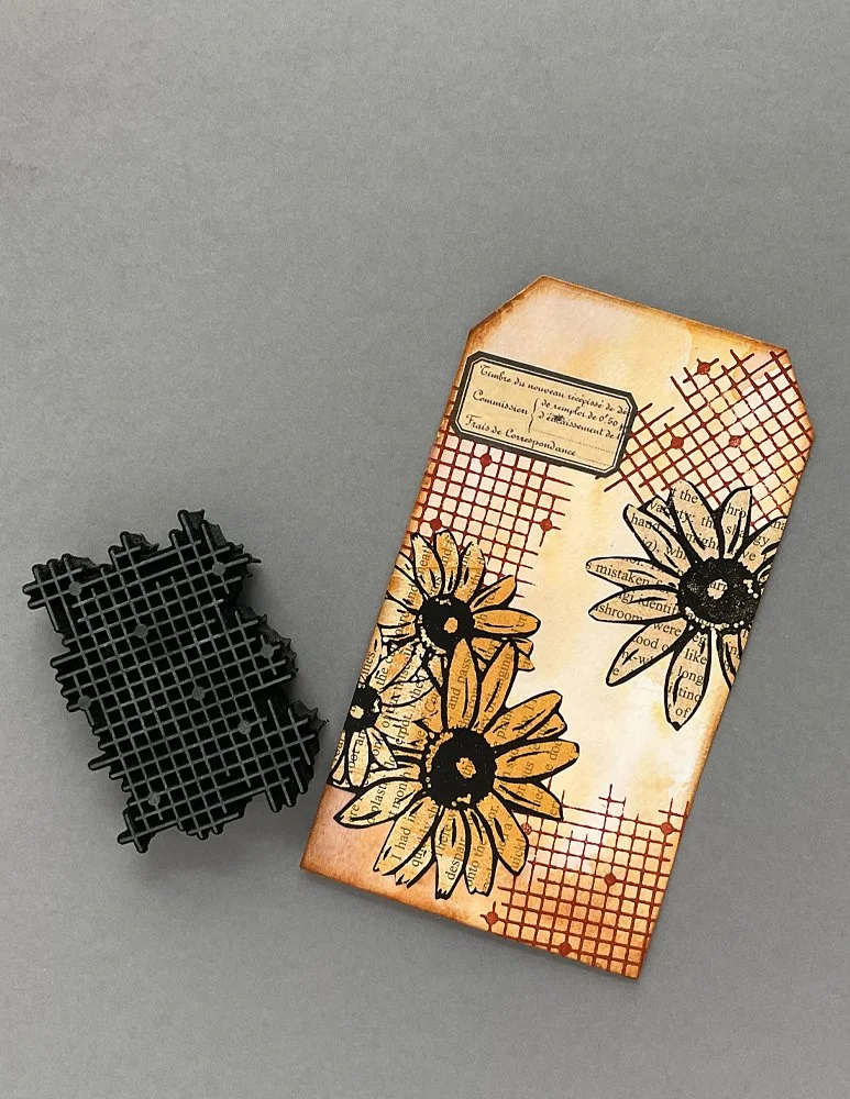 Coded Mesh Revised, Foam Stamp Design by Ceri Griffiths