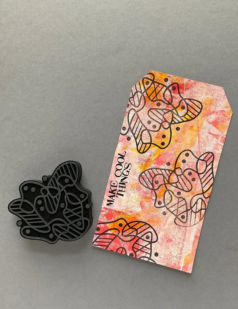 Abstraction Style 1, Foam Stamp Design by Ceri Griffiths 