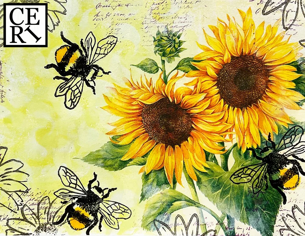 July 2024, "Grey, Royal Purple and Pistachio Green", with an added mark making Bees. 