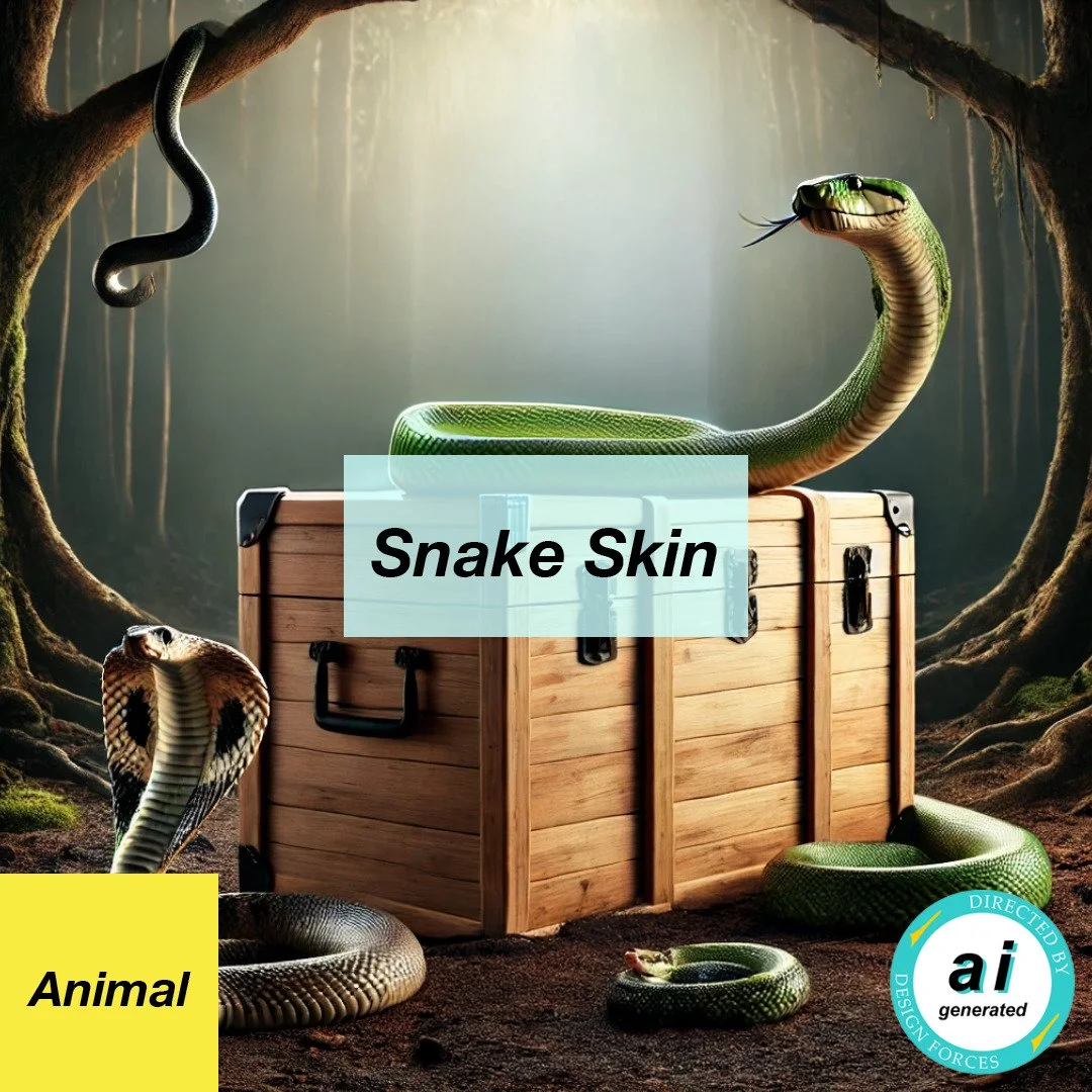 Snake Skin

Characteristics 🔍
The skin has a unique structure and texture, being soft and flexible, yet durable and strong. The scales can be uneven or smooth, with either a matte or glossy finish. Natural colors vary from green and brown to yellow,