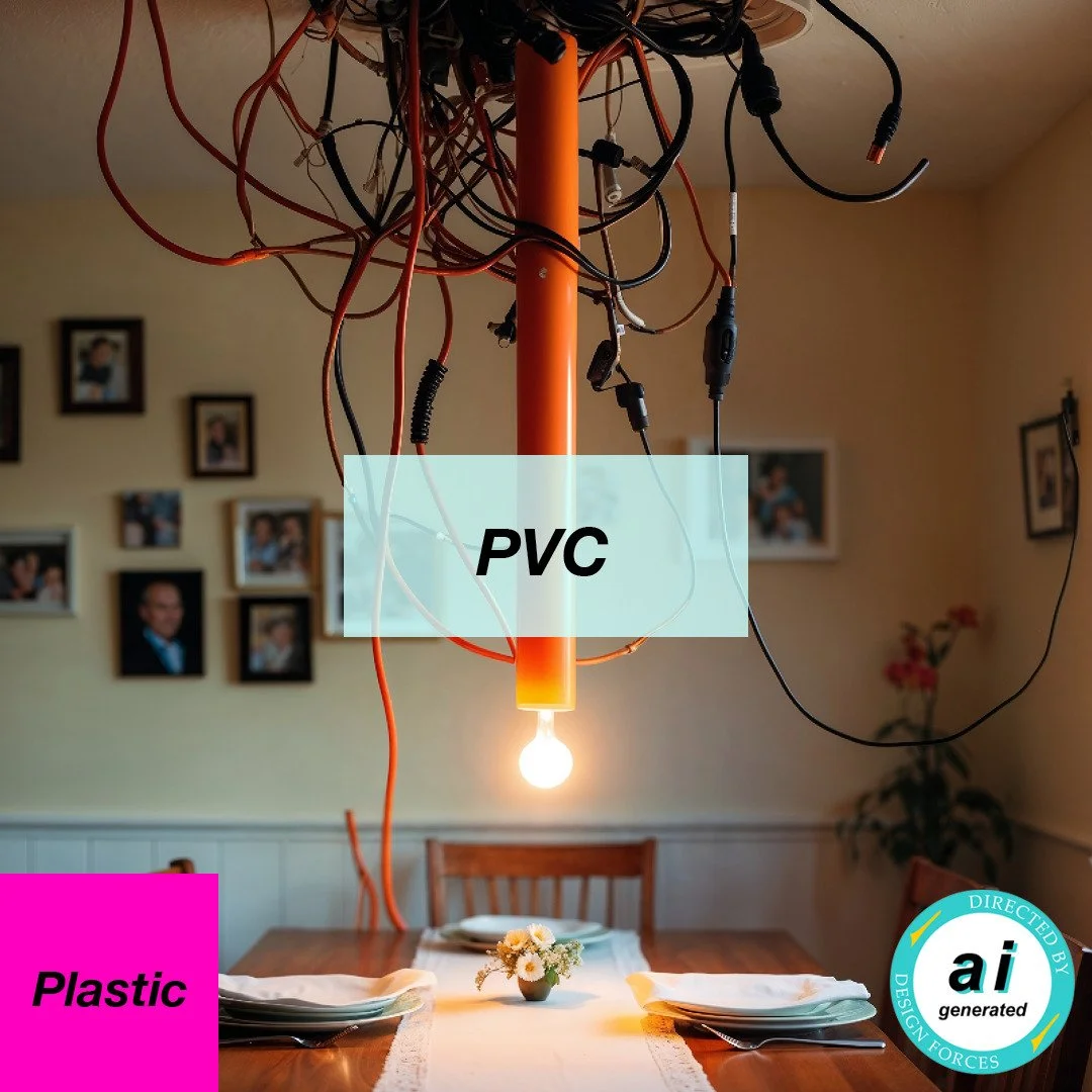 PVC
Polyvinyl chloride

Characteristics 🔍
Polyvinyl chloride (PVC) is widely used, known for its durability, being highly resistant to chemicals, weathering, and fire (with added flame retardants). Available in two primary forms: rigid and flexible.