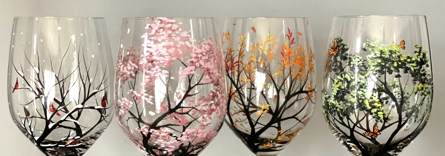 4 Seasons | Wine Glass Painting