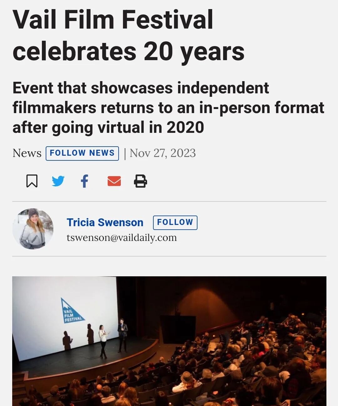 Thank you @vaildaily! We are so thrilled to premiere Another Happy Day at @vailfilmfest. ⛷️

#indiefilm #independentfilm #worldpremiere #vailfilmfestival #vailfilmfestival2023 #femaledirector #femalefilmmaker #womenmakemovies #postpartumdepression #p