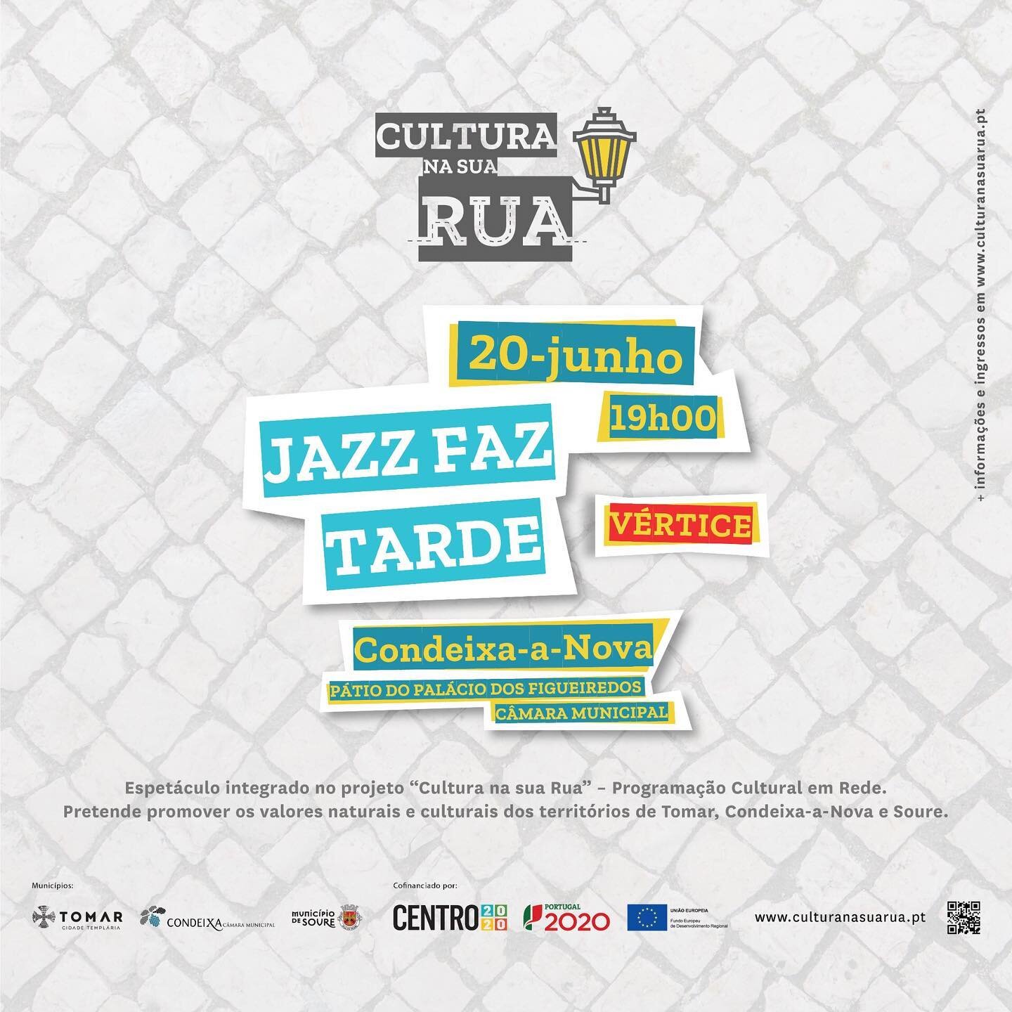 M&Uacute;SICA
JAZZ FAZ TARDE | V&Eacute;RTICE
20 de junho de 2021 | 19h00
60 min aprox
M/6
LOCAL: Condeixa-a-Nova &ndash; P&aacute;tio do Pal&aacute;cio dos Figueiredos (C&acirc;mara Municipal)

Concerto integrado no projeto &ldquo;Cultura na sua Rua