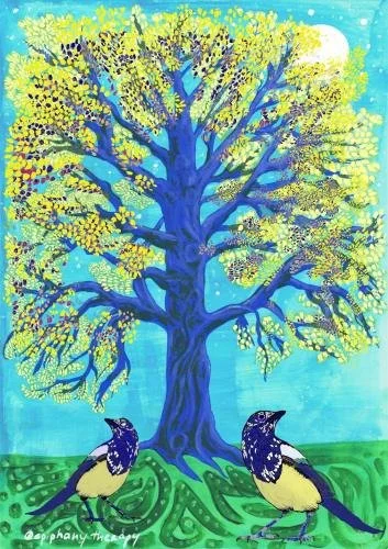Therapeutic Art - Hypnotherapy for Joy - Two for Joy Spring artwork