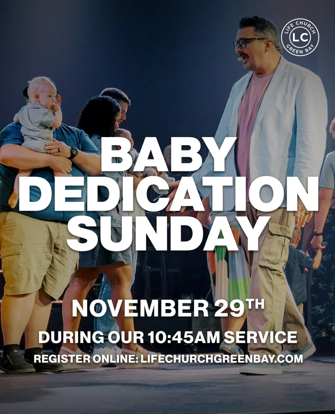 Register today for Baby Dedication, coming up on November 29 during the 10:45 service. Head to our website to register and send in your child&rsquo;s photo today!