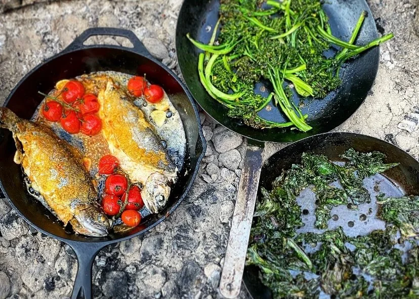An entire campfire meal