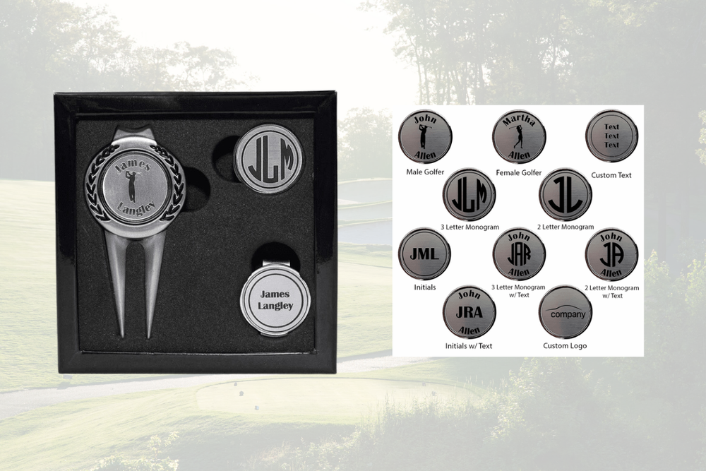 Personalized Divot Tool and Golf Ball Marker Set