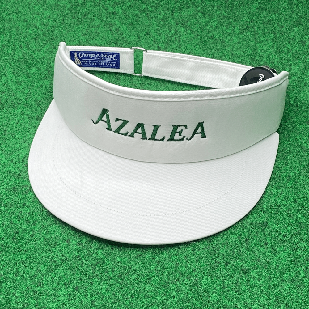 Golf Flower Visor in White | Azalea | Imperial Tour Visor with Embroidered Hole Name | Vintage Women & Mens Golf Hat