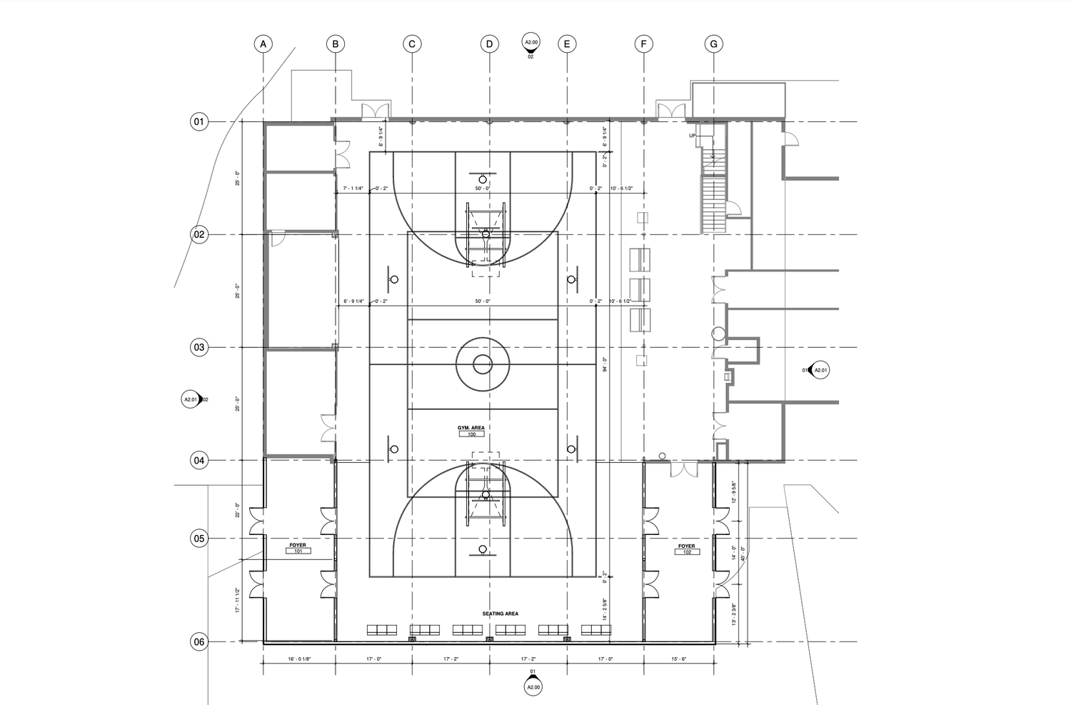 Plan drawing of the Jones Road gym